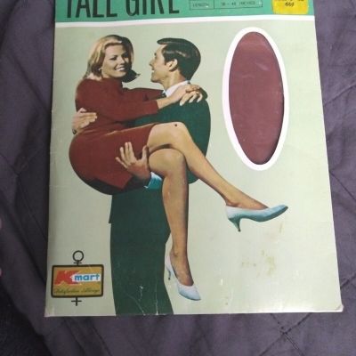 1960's Vintage K Mart Tall Girl Sheer Pantyhose Stockings  9-12 Cinnamon 64¢